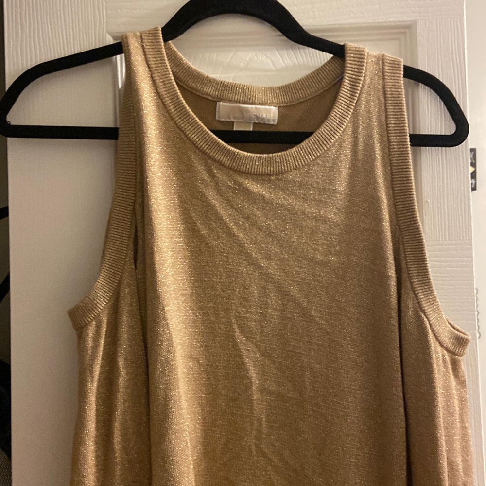 Michael Kors Gold Glittery long sleeve top